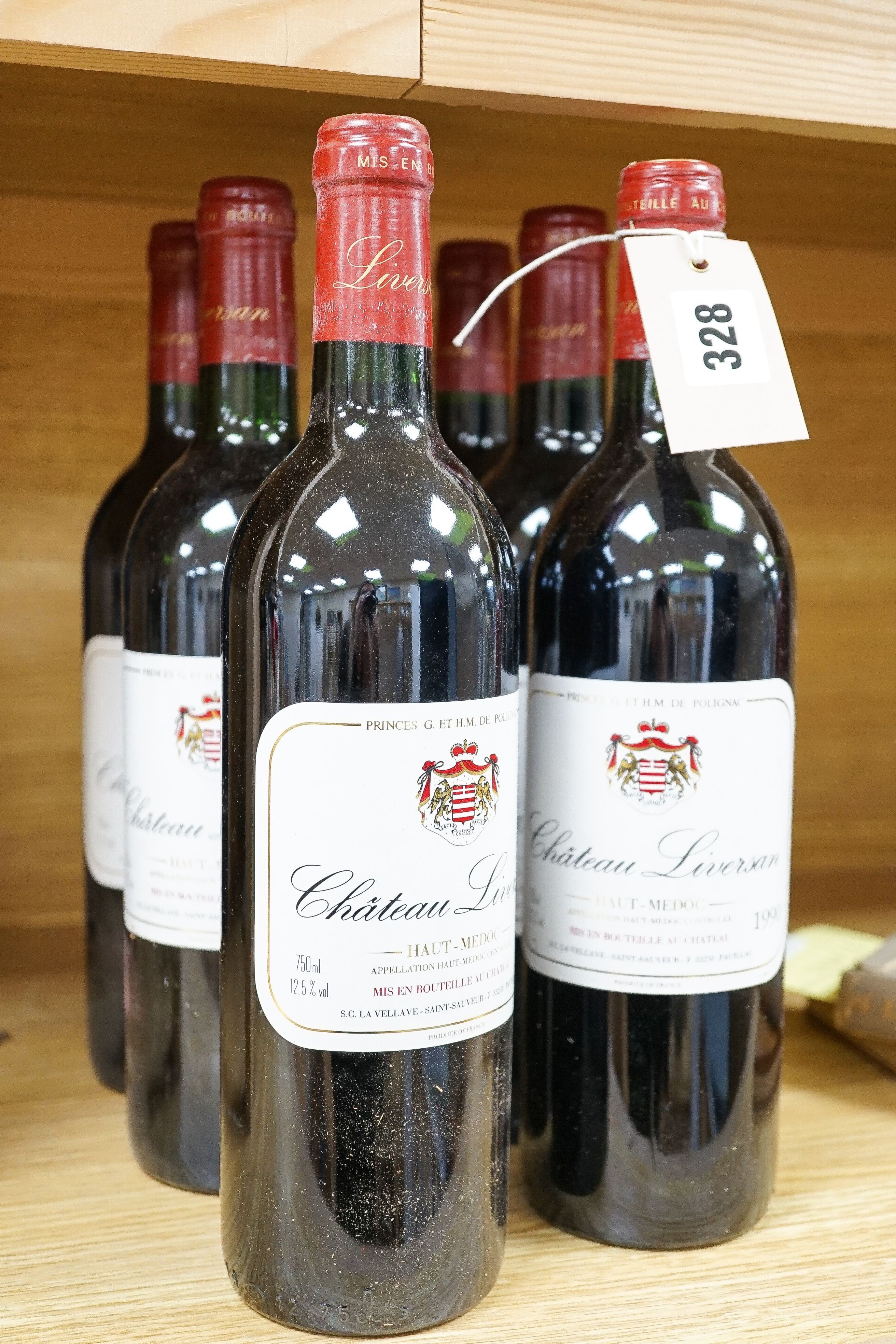 Six bottles of Chateau Liversan - Haut Medoc, 1990, 75cl.